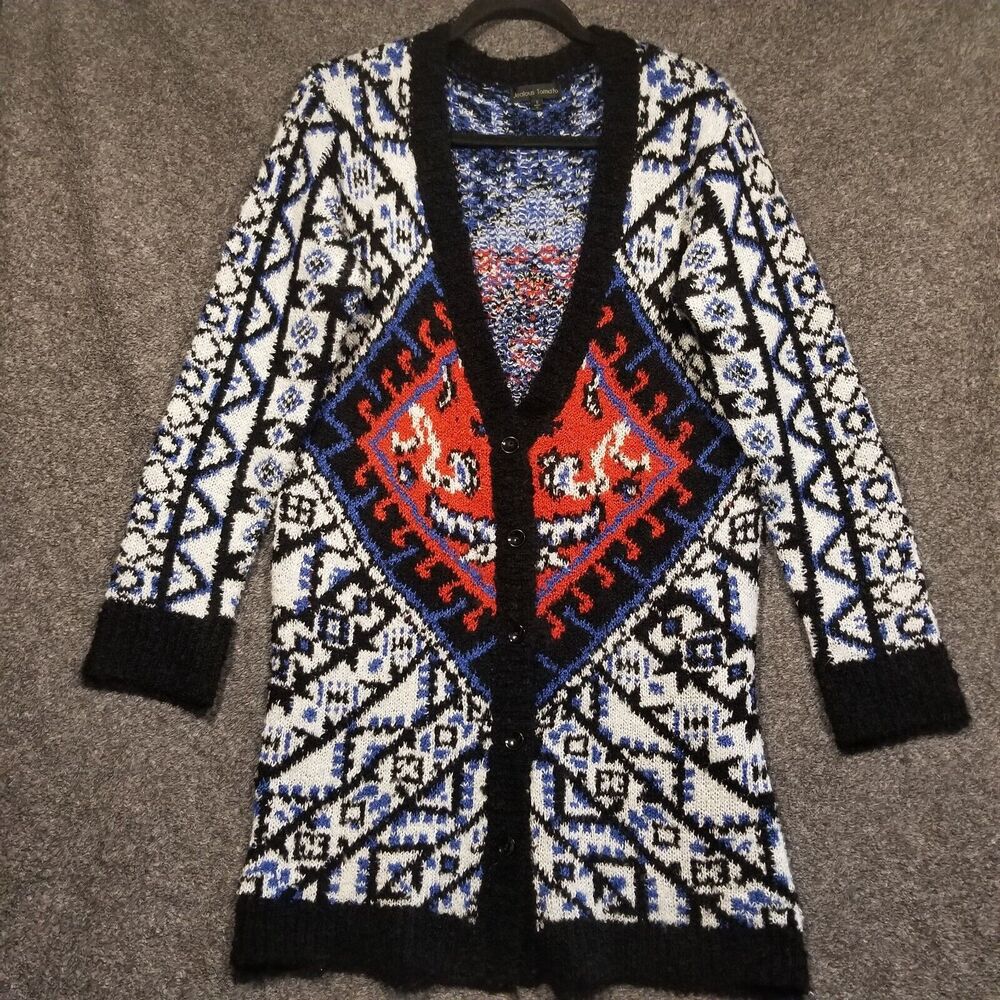 Jealous Tomato S Cardigan Sweater V Neck Long Line Aztec Southwest Cabincore